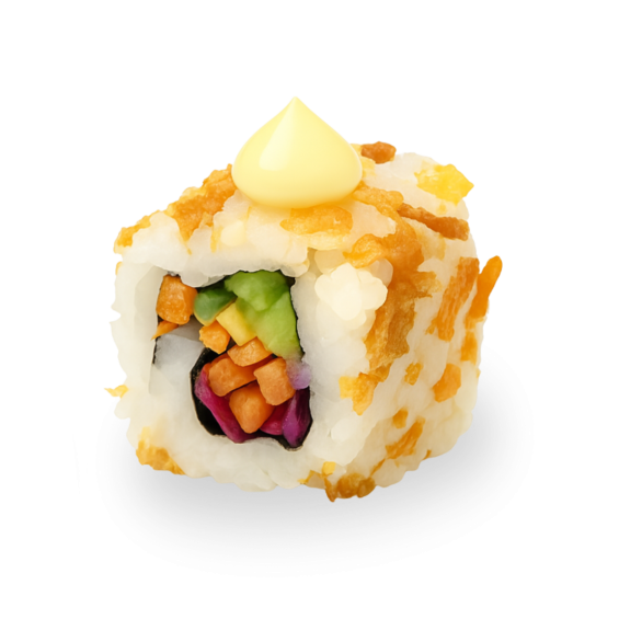 Crispy California roll's Chou rouge / Carotte / Concombre / Mayonnaise / Oignon crispy
